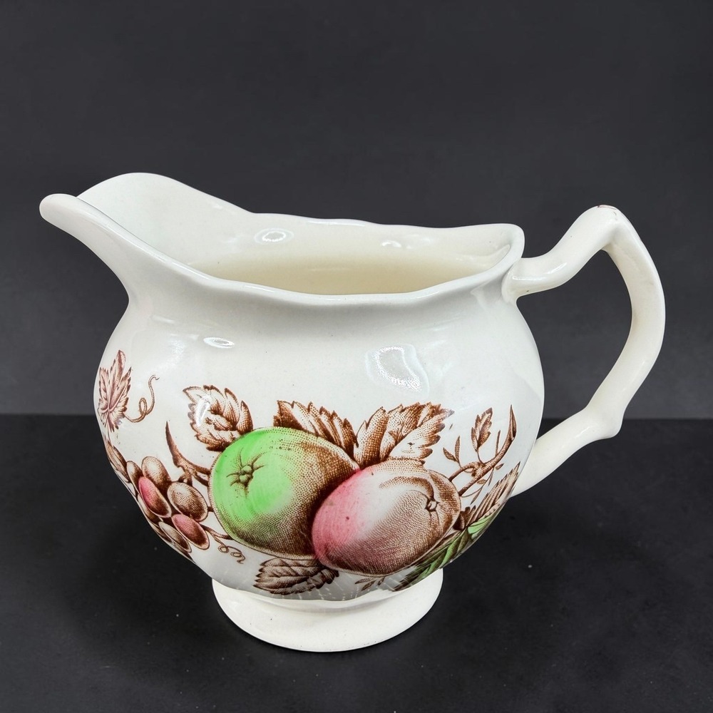Johnson Bros Harvest Time Creamer Pitcher‎ England Ironstone Fruit Brown VTG